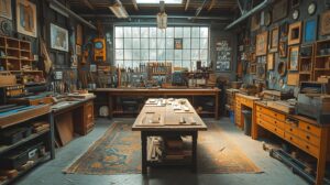 A cozy carpenter shop.